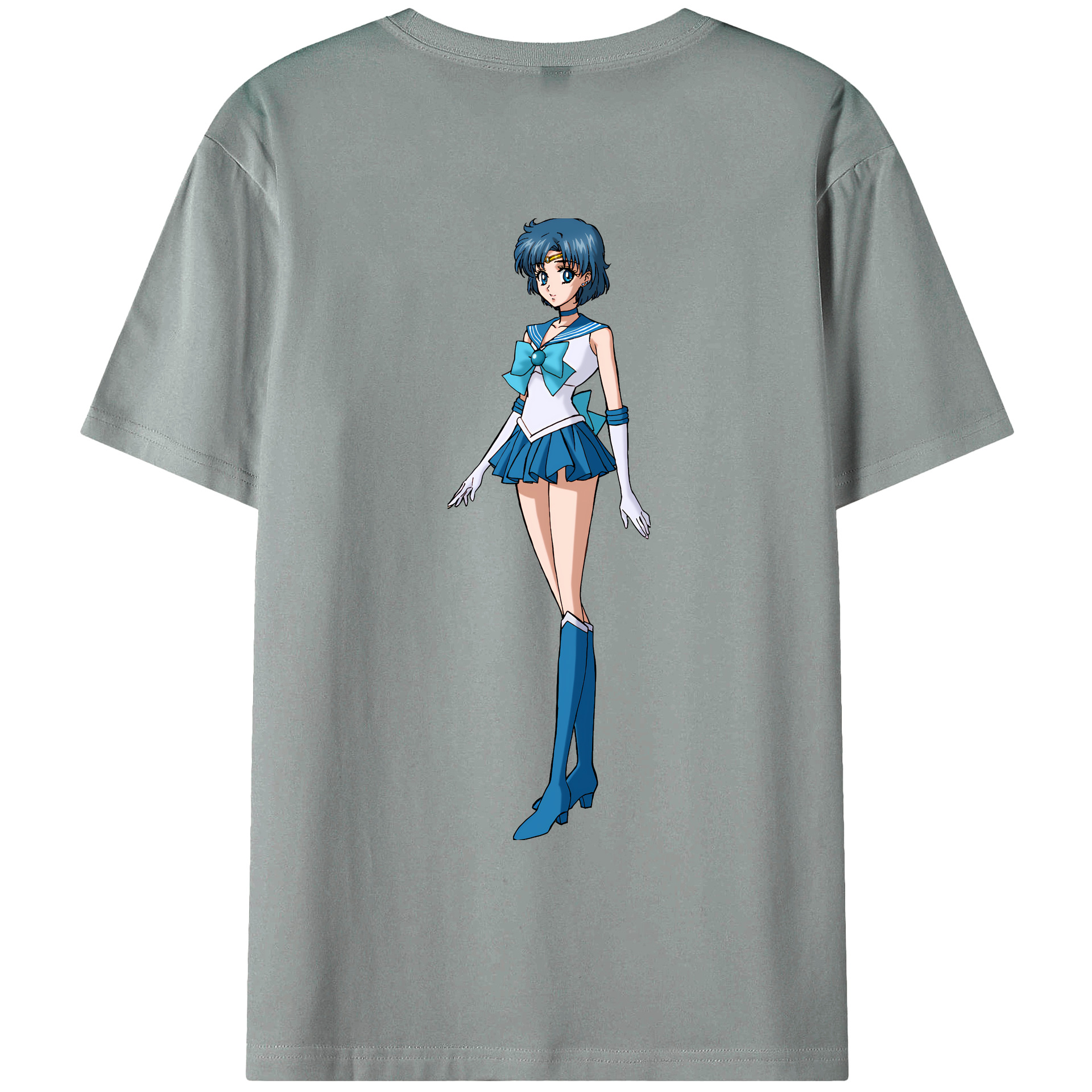（画像用） 美少女戦士セーラームーン 水野 亜美 みずの あみ Sailor Moon Mizuno Ami 綿100％ メンズ半袖Tシャツ（バックプリント） 通気性